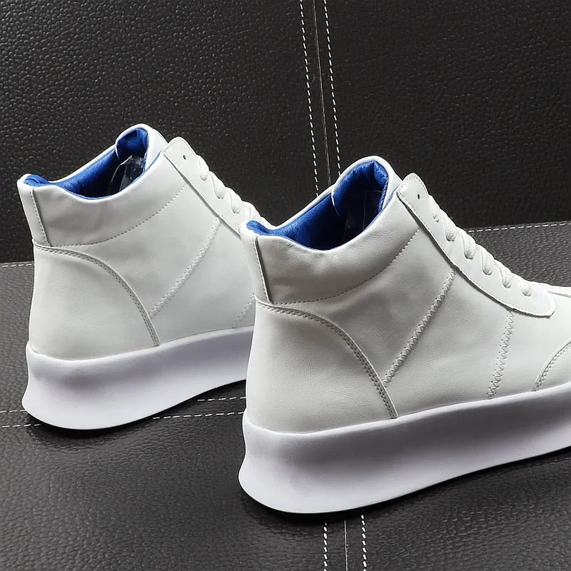 CuddlyIIPanda New Luxury Brand Men Fashion High Top Sneakers Spring Autumn Casual High Shoes Men Leather Boots Microfiber Shoes