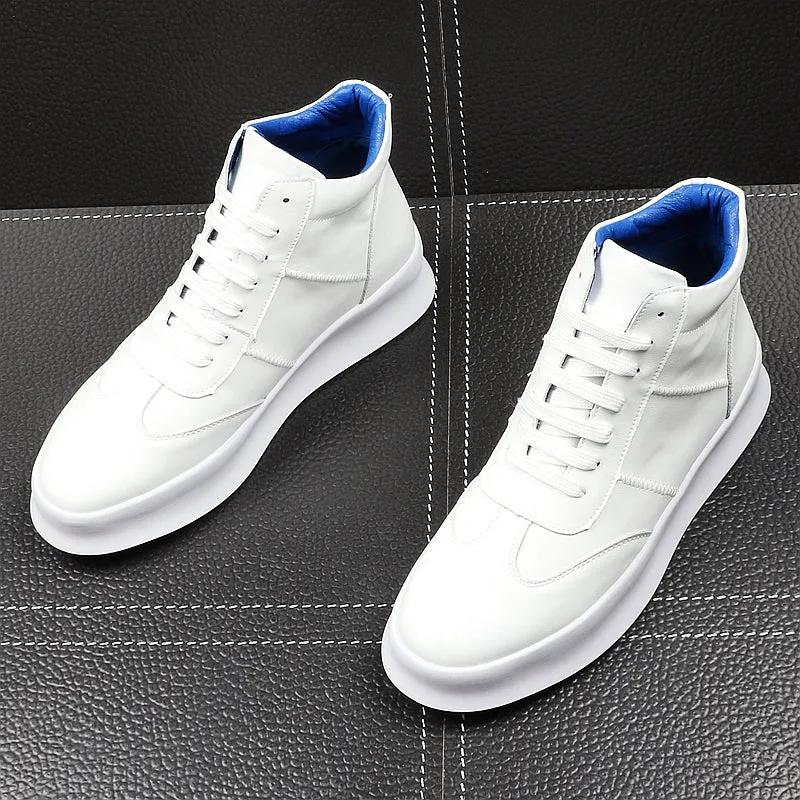 CuddlyIIPanda New Luxury Brand Men Fashion High Top Sneakers Spring Autumn Casual High Shoes Men Leather Boots Microfiber Shoes
