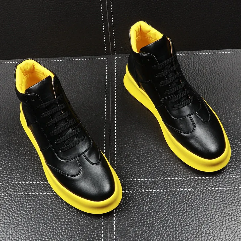 CuddlyIIPanda New Luxury Brand Men Fashion High Top Sneakers Spring Autumn Casual High Shoes Men Leather Boots Microfiber Shoes
