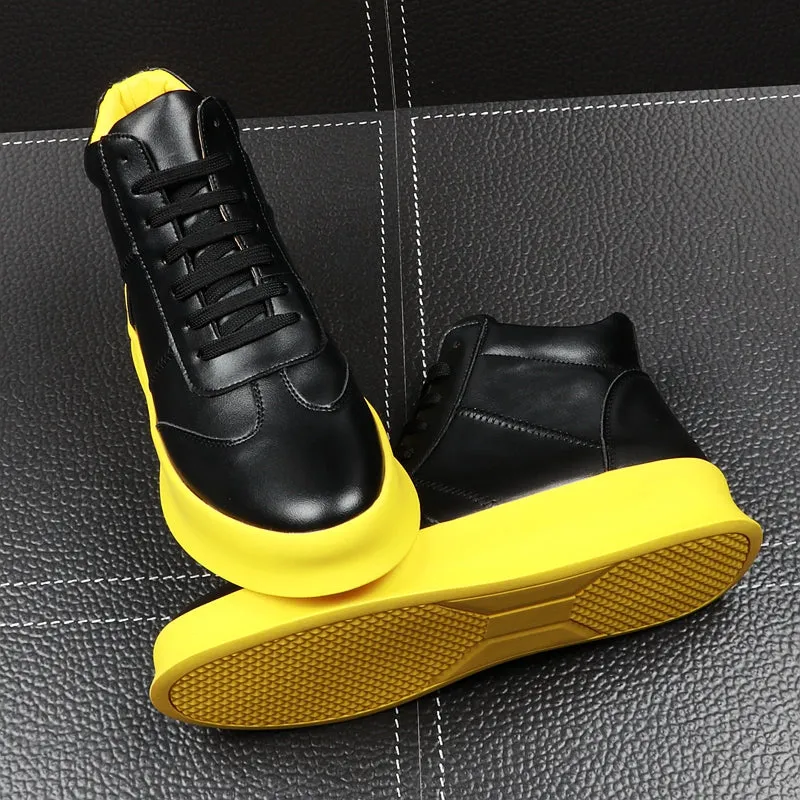 CuddlyIIPanda New Luxury Brand Men Fashion High Top Sneakers Spring Autumn Casual High Shoes Men Leather Boots Microfiber Shoes