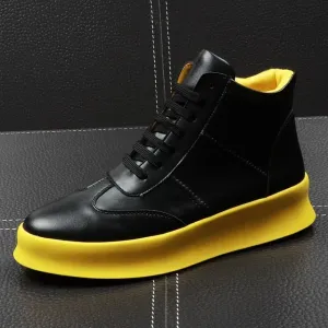 CuddlyIIPanda New Luxury Brand Men Fashion High Top Sneakers Spring Autumn Casual High Shoes Men Leather Boots Microfiber Shoes