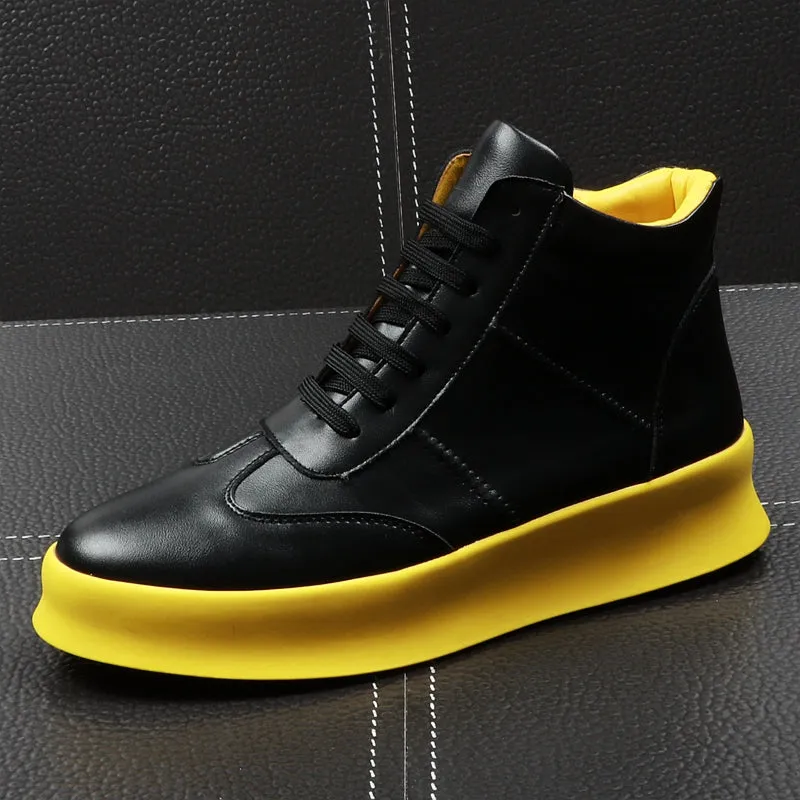 CuddlyIIPanda New Luxury Brand Men Fashion High Top Sneakers Spring Autumn Casual High Shoes Men Leather Boots Microfiber Shoes