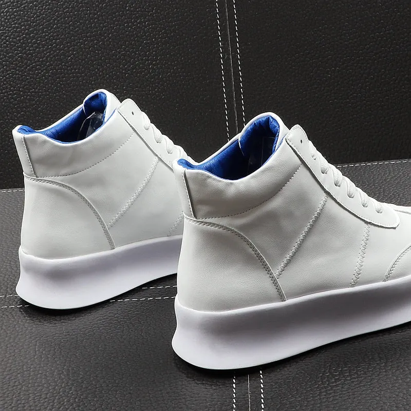 CuddlyIIPanda New Luxury Brand Men Fashion High Top Sneakers Spring Autumn Casual High Shoes Men Leather Boots Microfiber Shoes