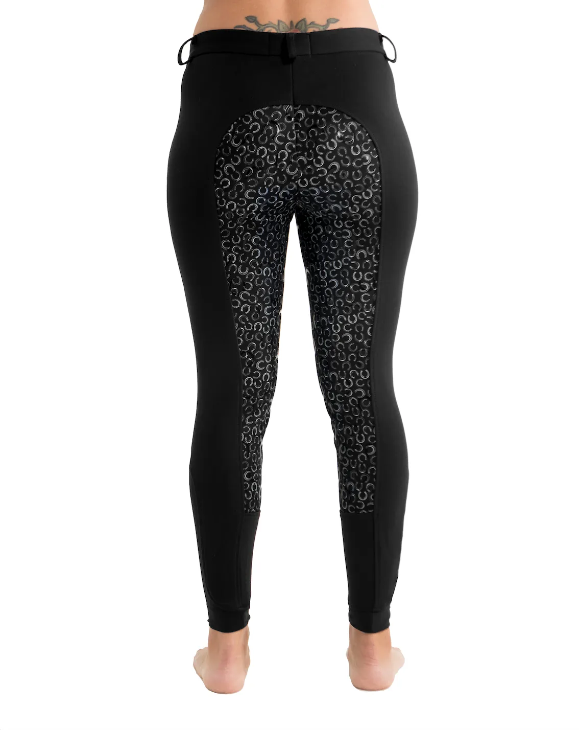 Curvy Mare | High-Waist Breech | Black   Horse Shoes | No Side Phone Pocket