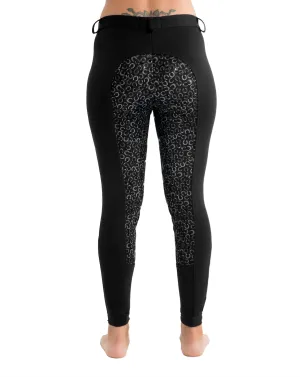 Curvy Mare | High-Waist Breech | Black   Horse Shoes | No Side Phone Pocket