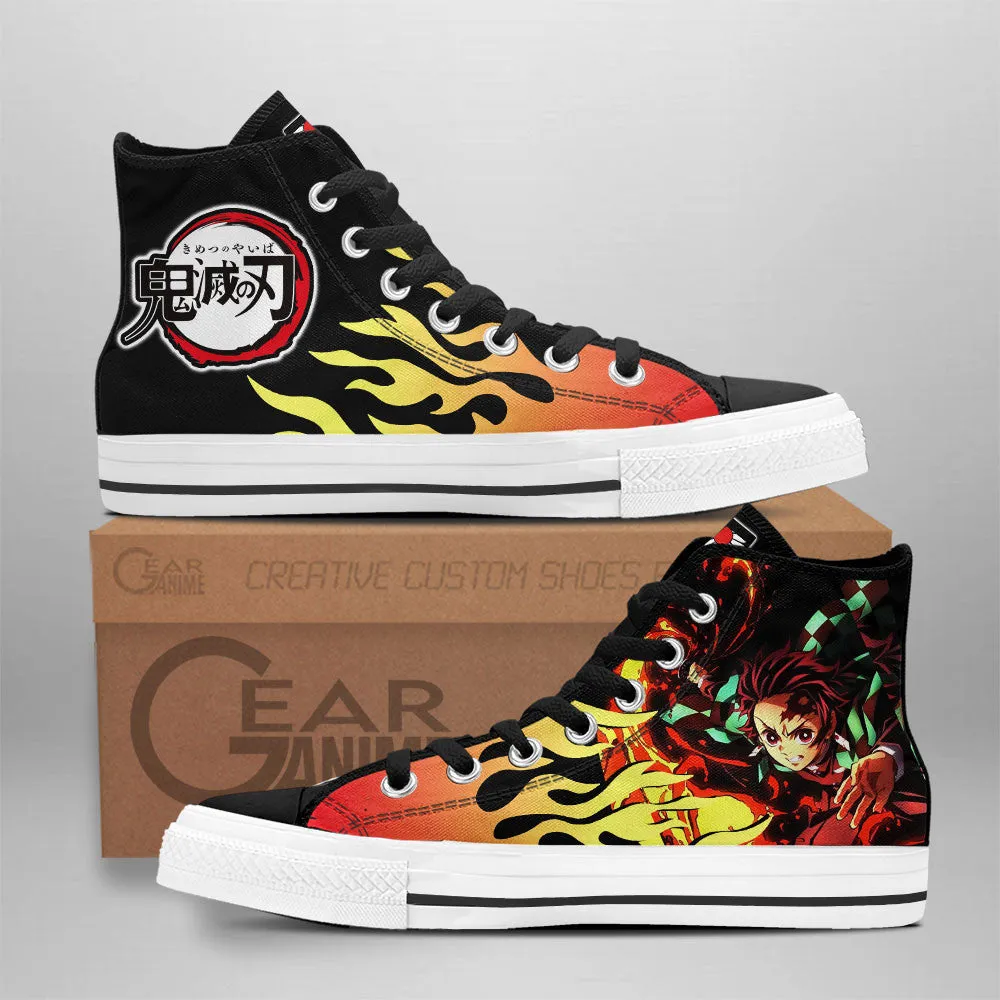 Demon Slayer Shoes Tanjro Fire High Top Shoes NTT090