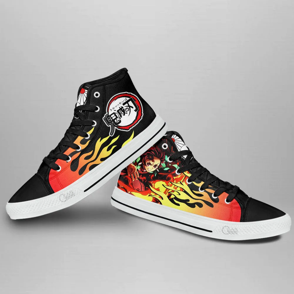 Demon Slayer Shoes Tanjro Fire High Top Shoes NTT090