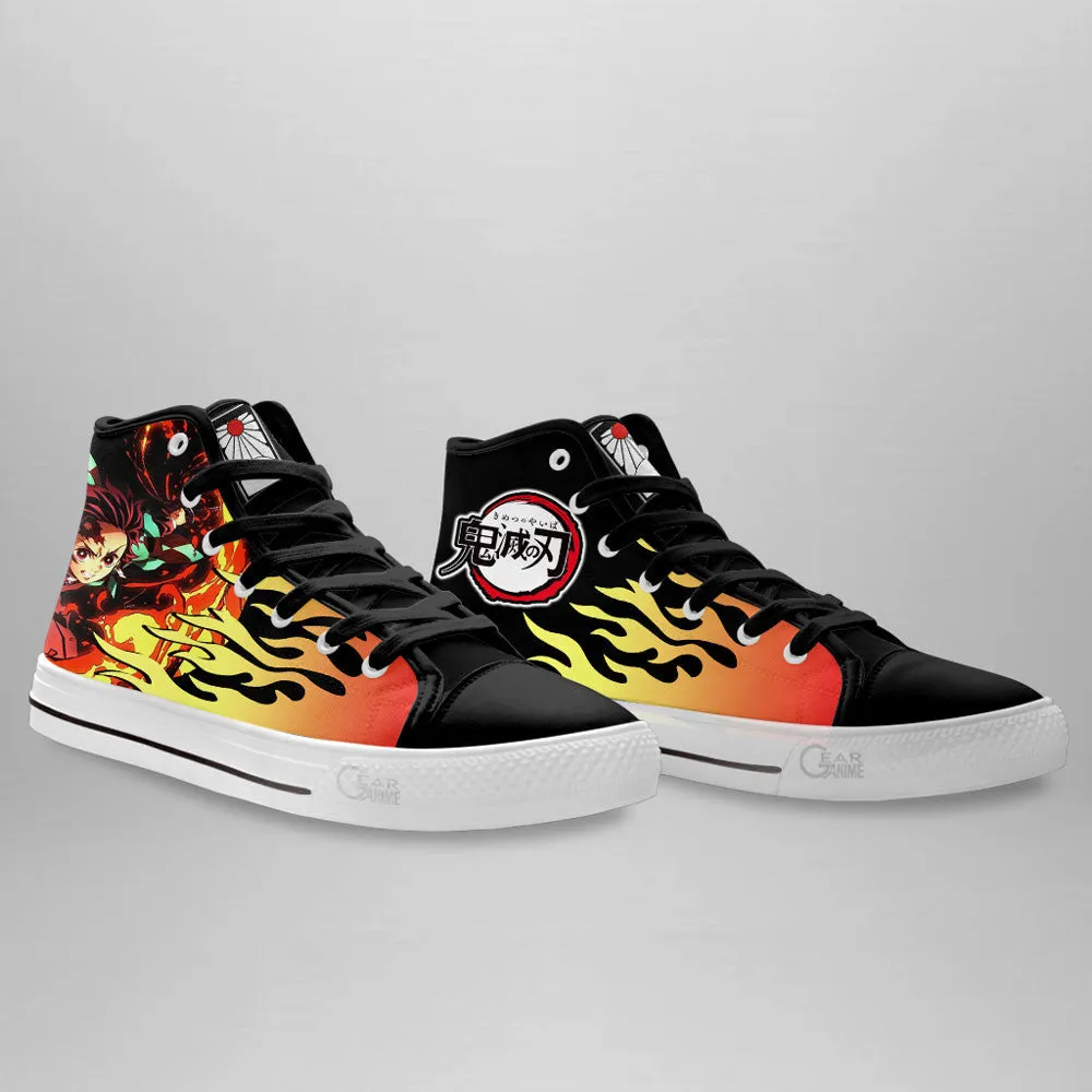 Demon Slayer Shoes Tanjro Fire High Top Shoes NTT090