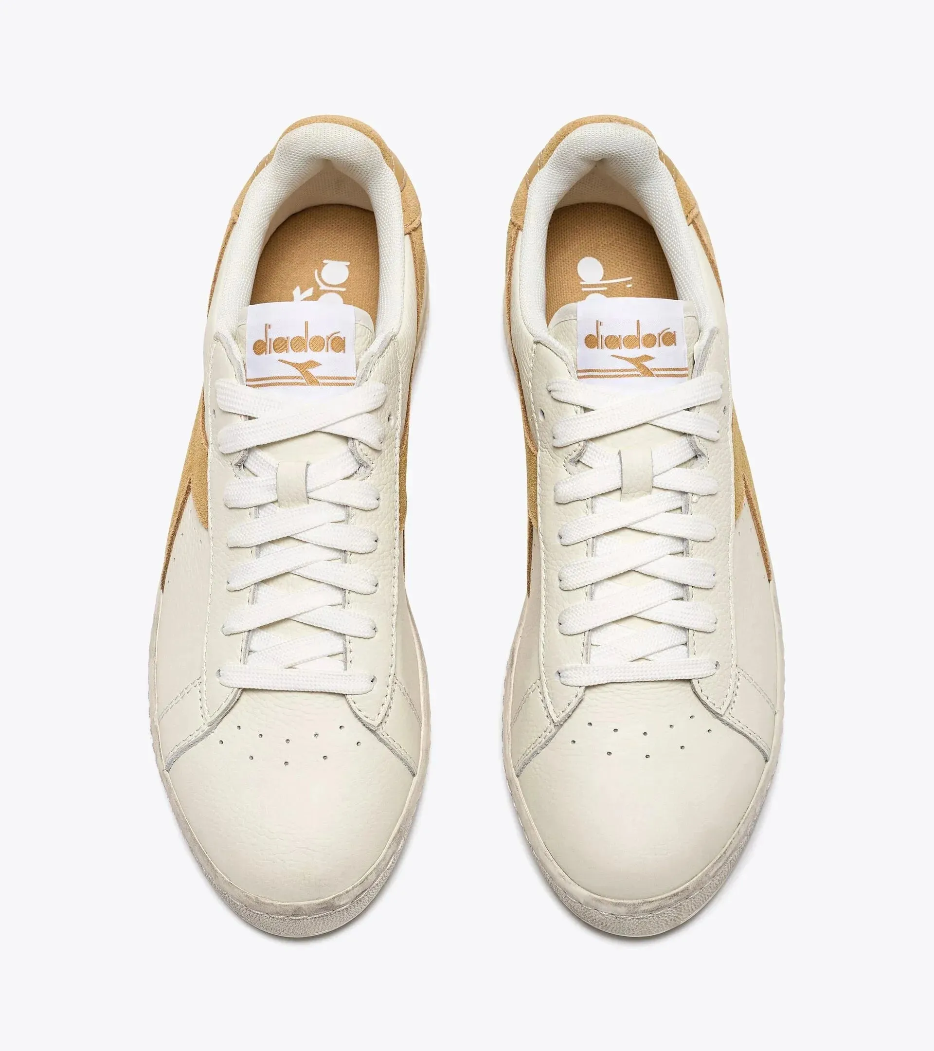 Diadora Game L Low Waxed Suede In White/ Latte