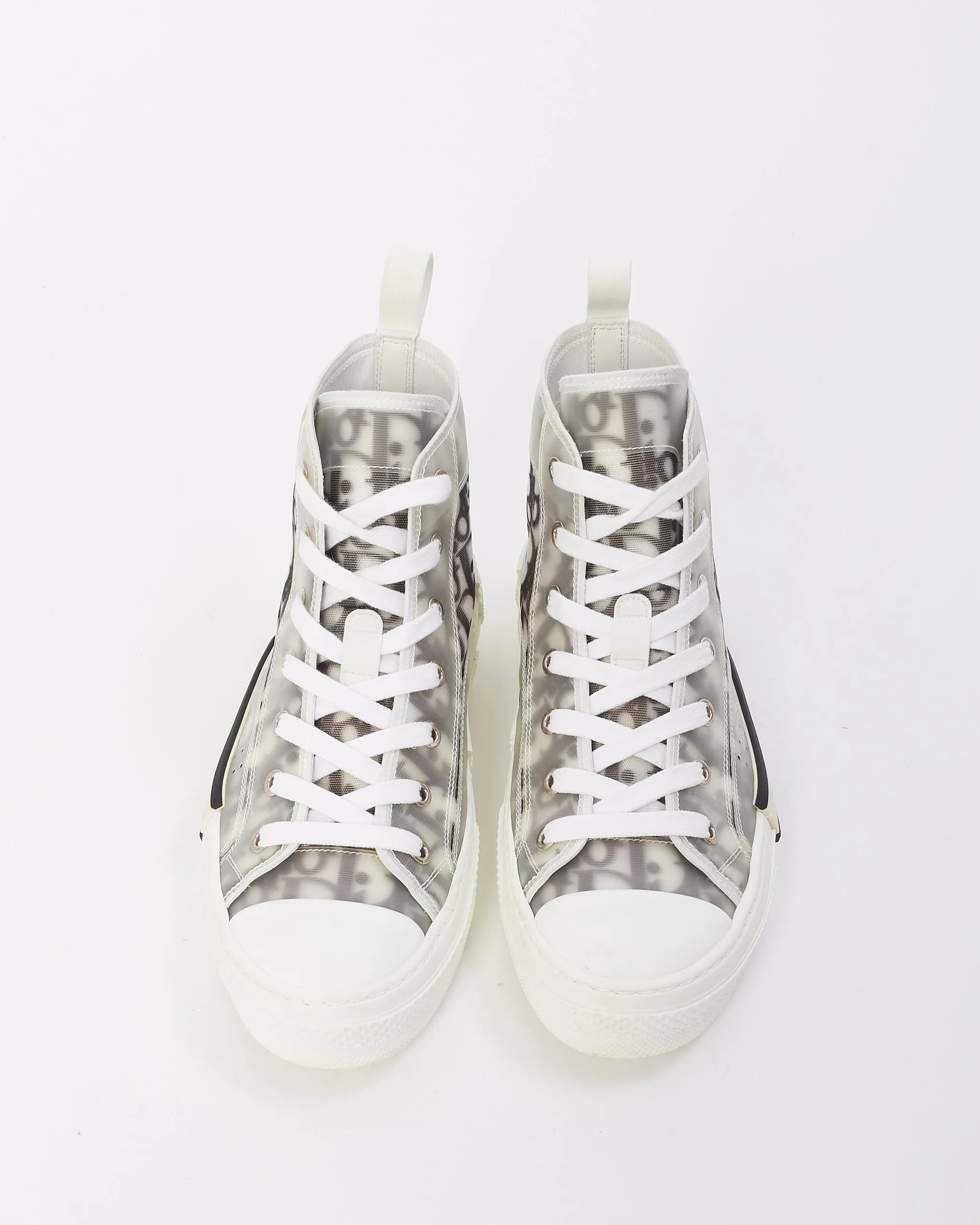 Dior Black & White Oblique Canvas B23 High Top Sneaker - 38.5