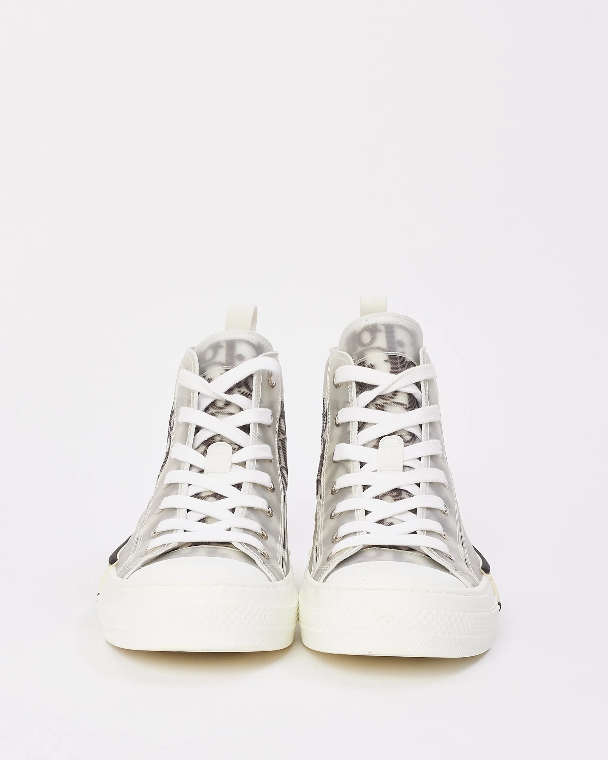 Dior Black & White Oblique Canvas B23 High Top Sneaker - 38.5