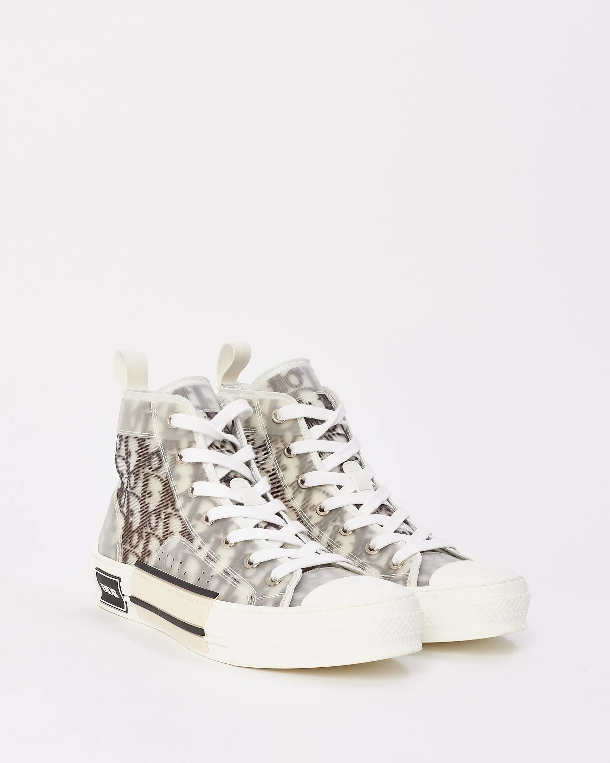 Dior Black & White Oblique Canvas B23 High Top Sneaker - 38.5