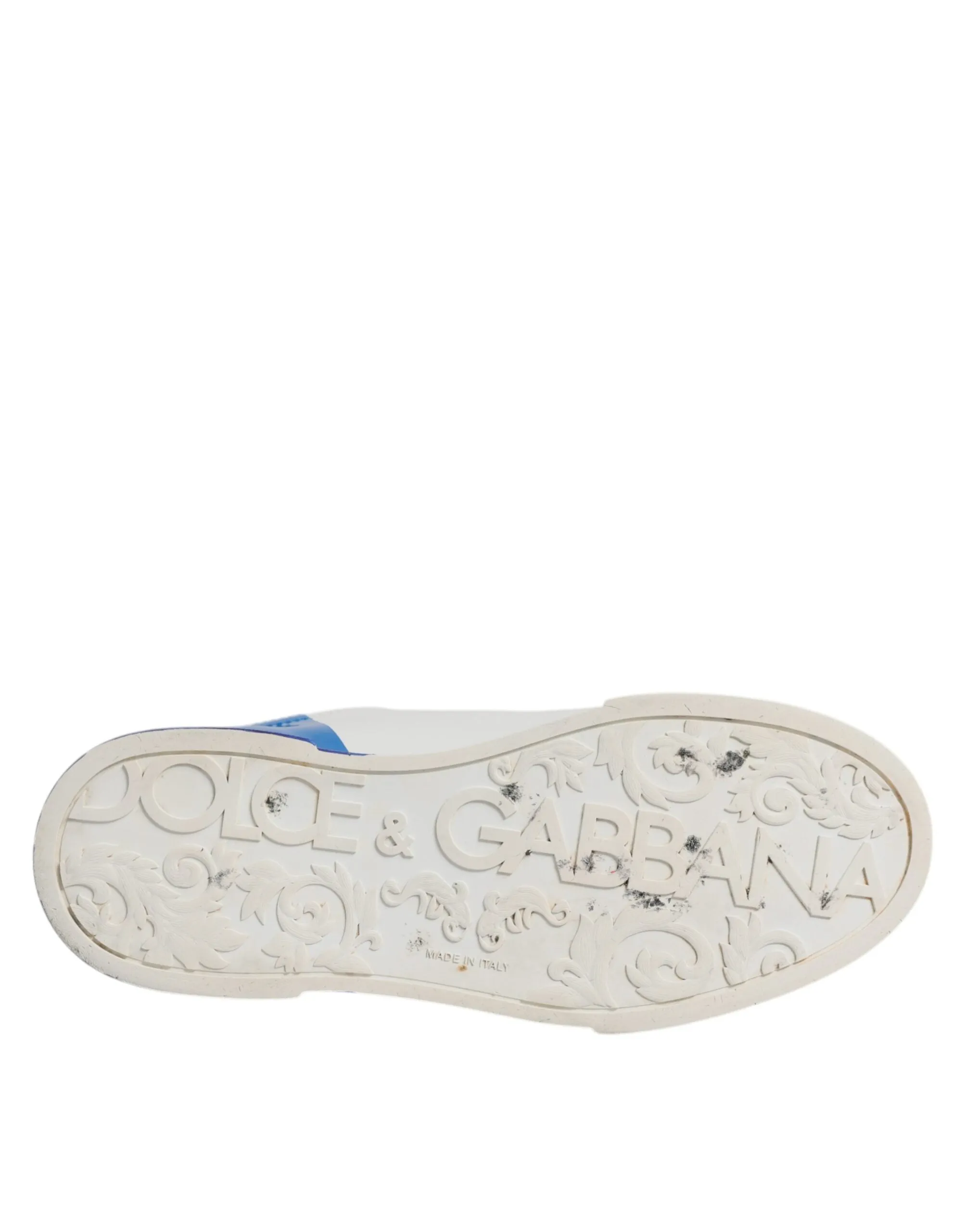 Dolce & Gabbana White Blue Logo Portofino Sneaker Shoes