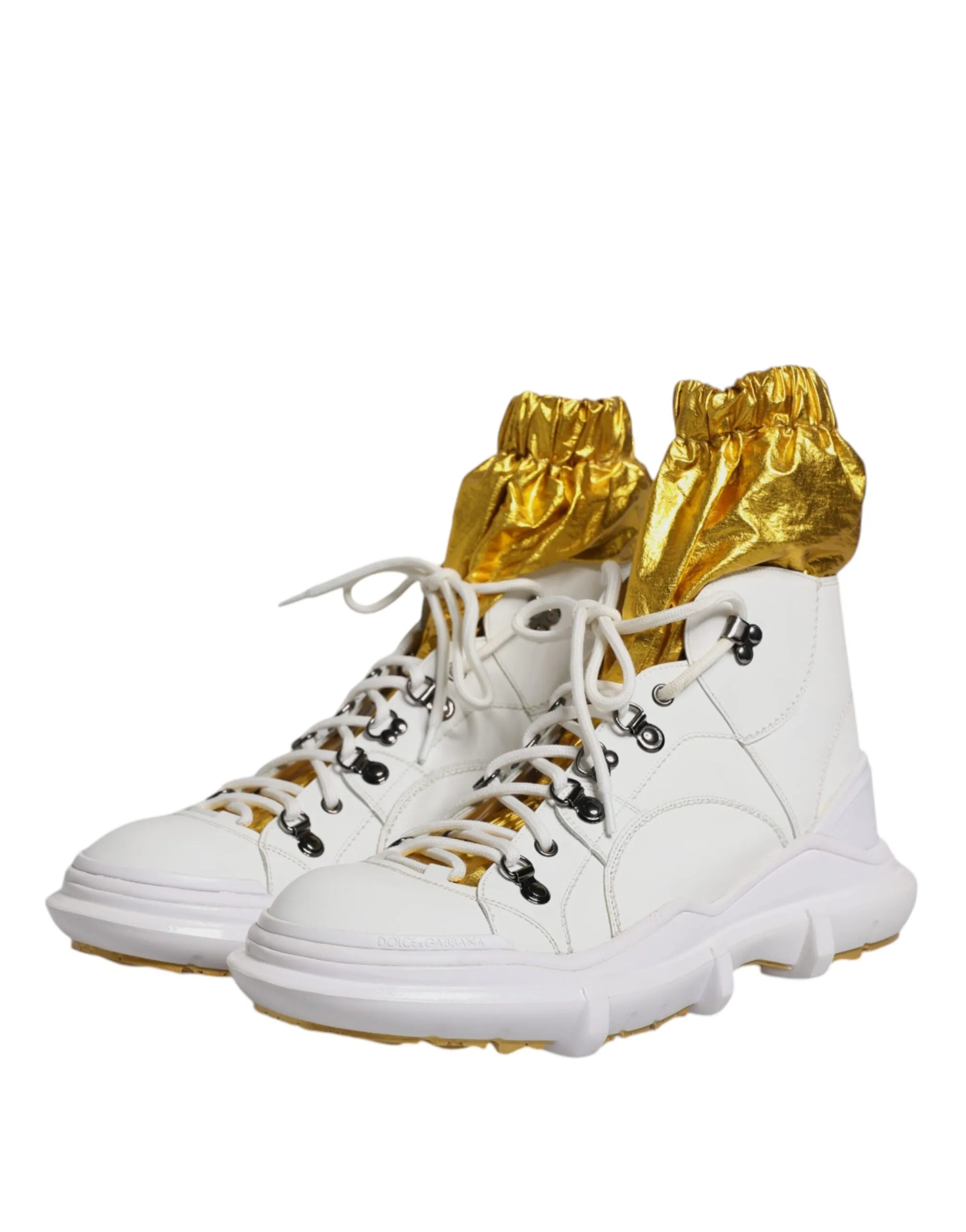 Dolce & Gabbana White Nylon Galileo High Top Sneakers Shoes