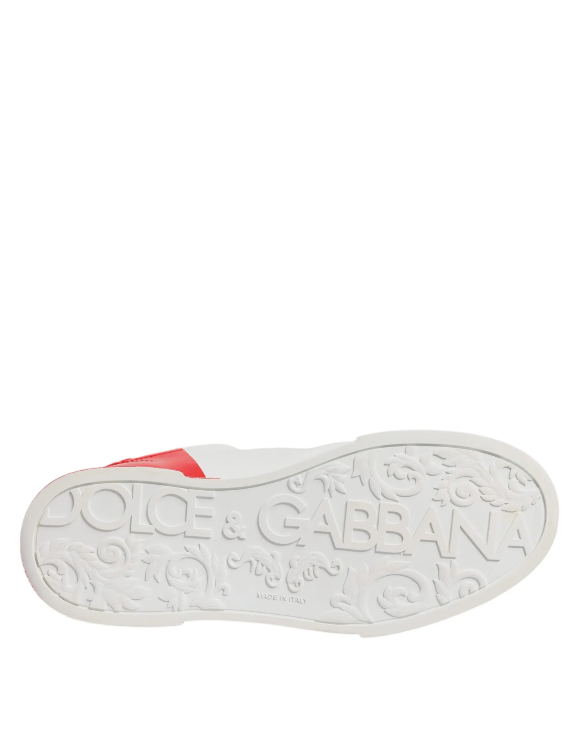 Dolce & Gabbana White Red Leather Low Top Men Sneakers Shoes