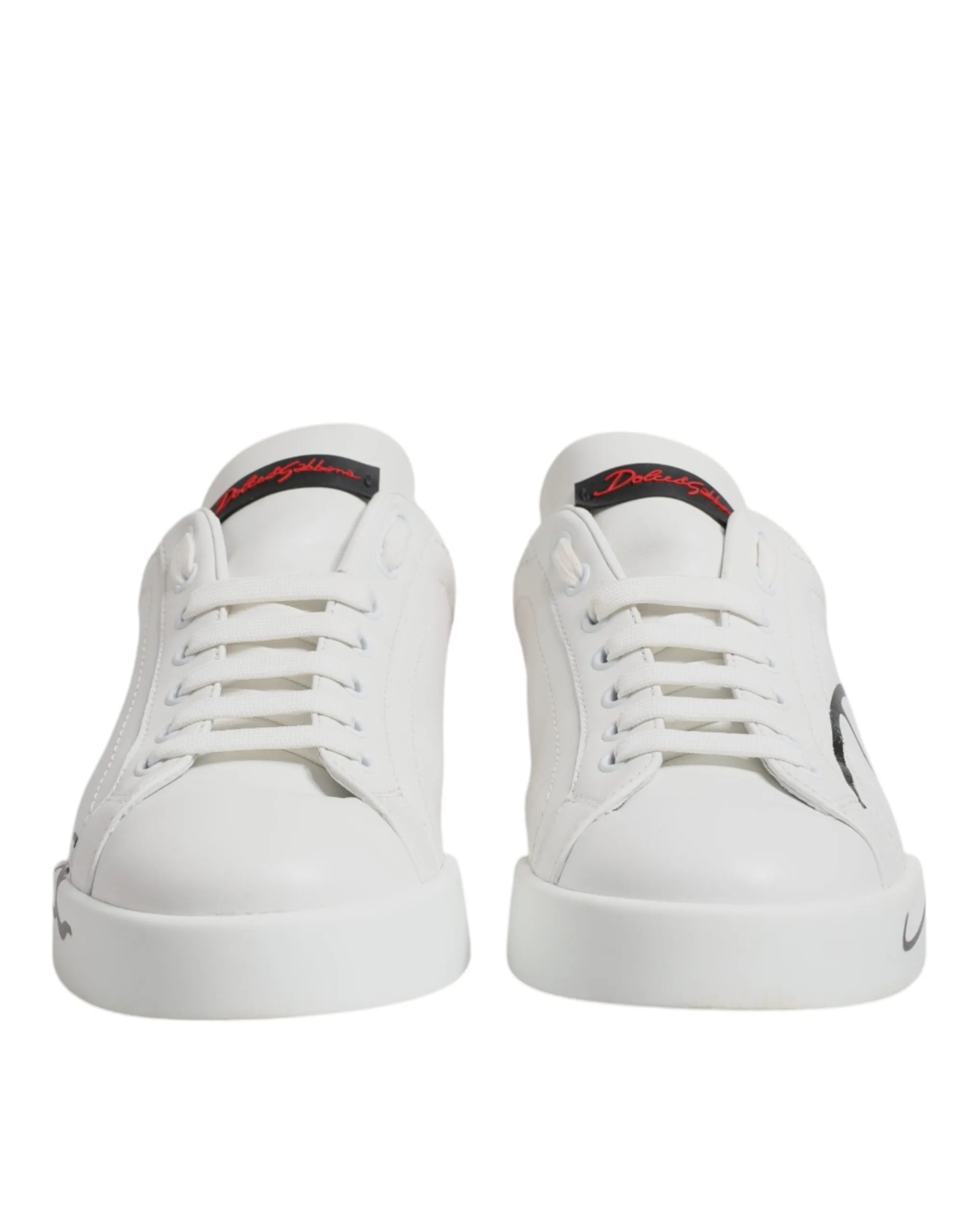 Dolce & Gabbana White Red Leather Low Top Men Sneakers Shoes