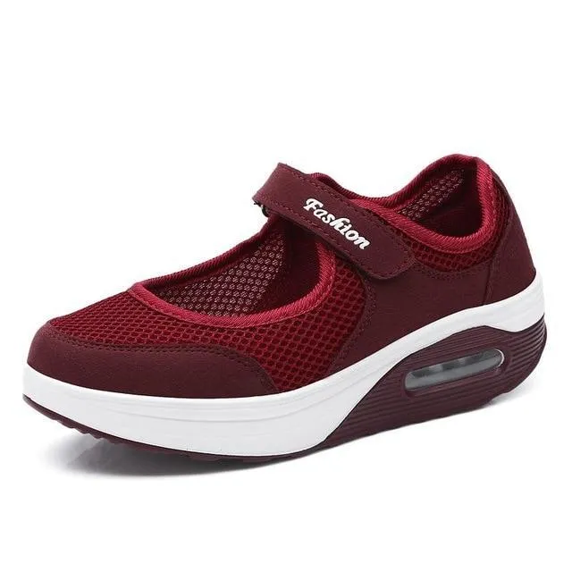 Fashion Women Flat Platform Shoes Woman Breathable Mesh Casual Shoes