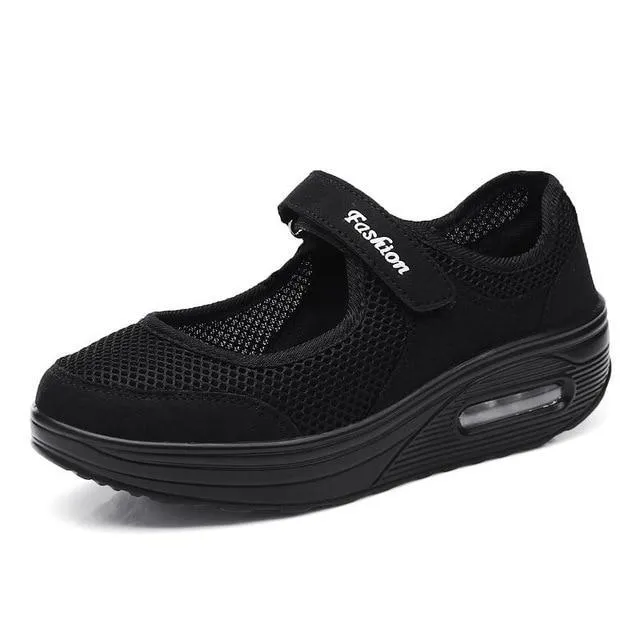 Fashion Women Flat Platform Shoes Woman Breathable Mesh Casual Shoes