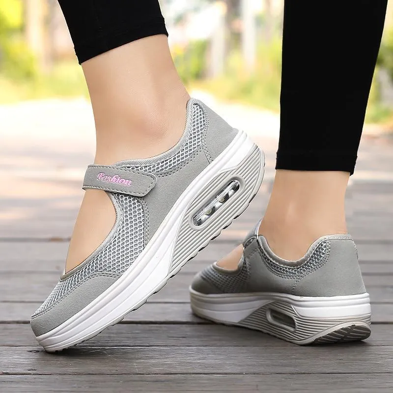 Fashion Women Flat Platform Shoes Woman Breathable Mesh Casual Shoes