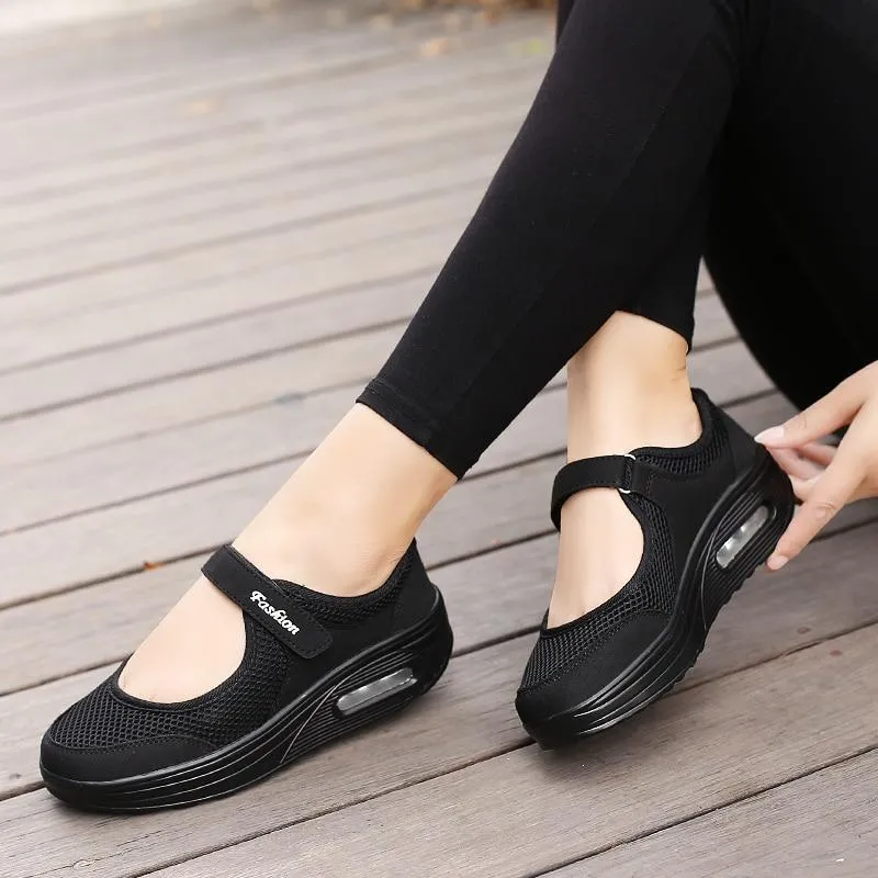 Fashion Women Flat Platform Shoes Woman Breathable Mesh Casual Shoes