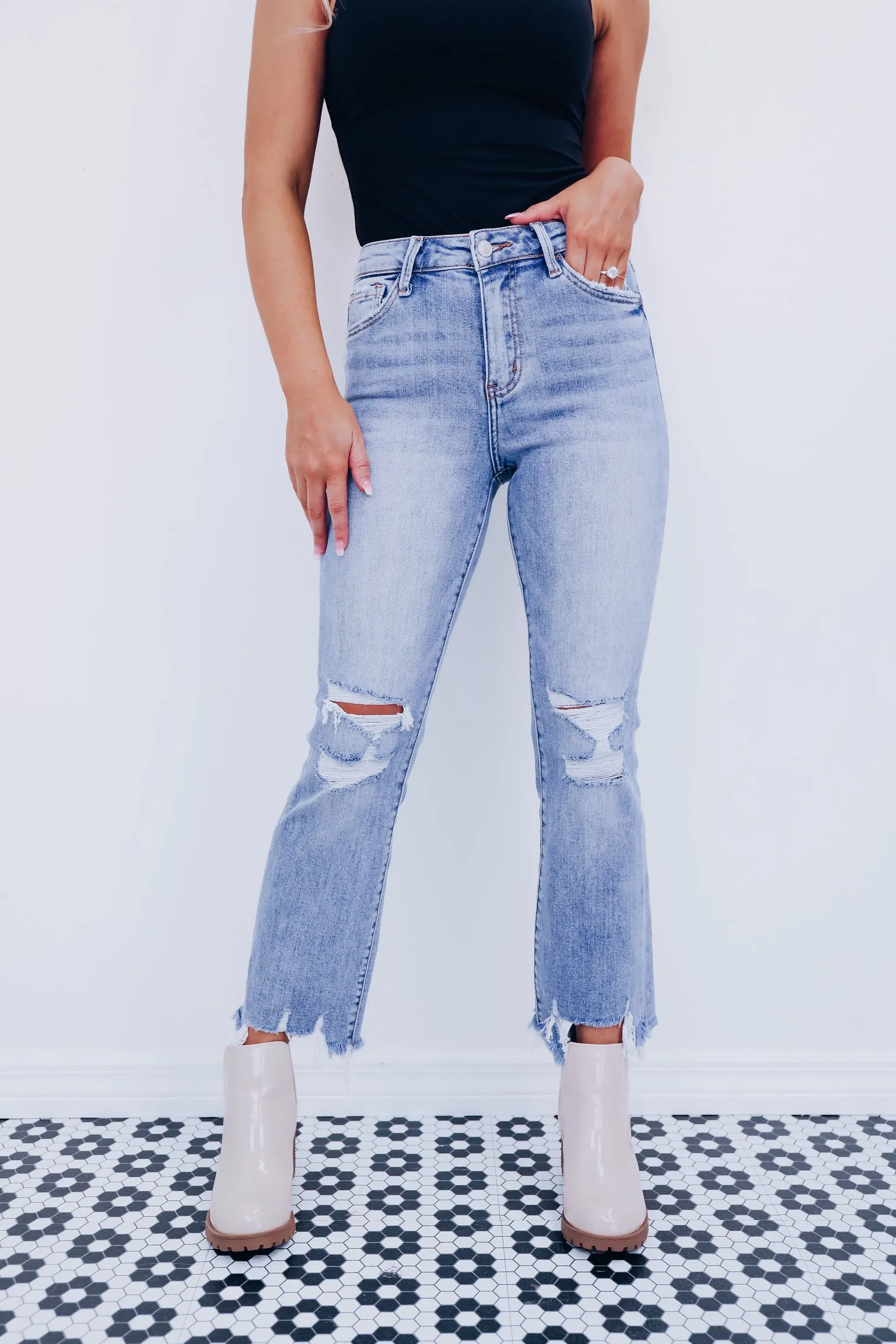 Fenix Frayed Ankle Flare Jeans