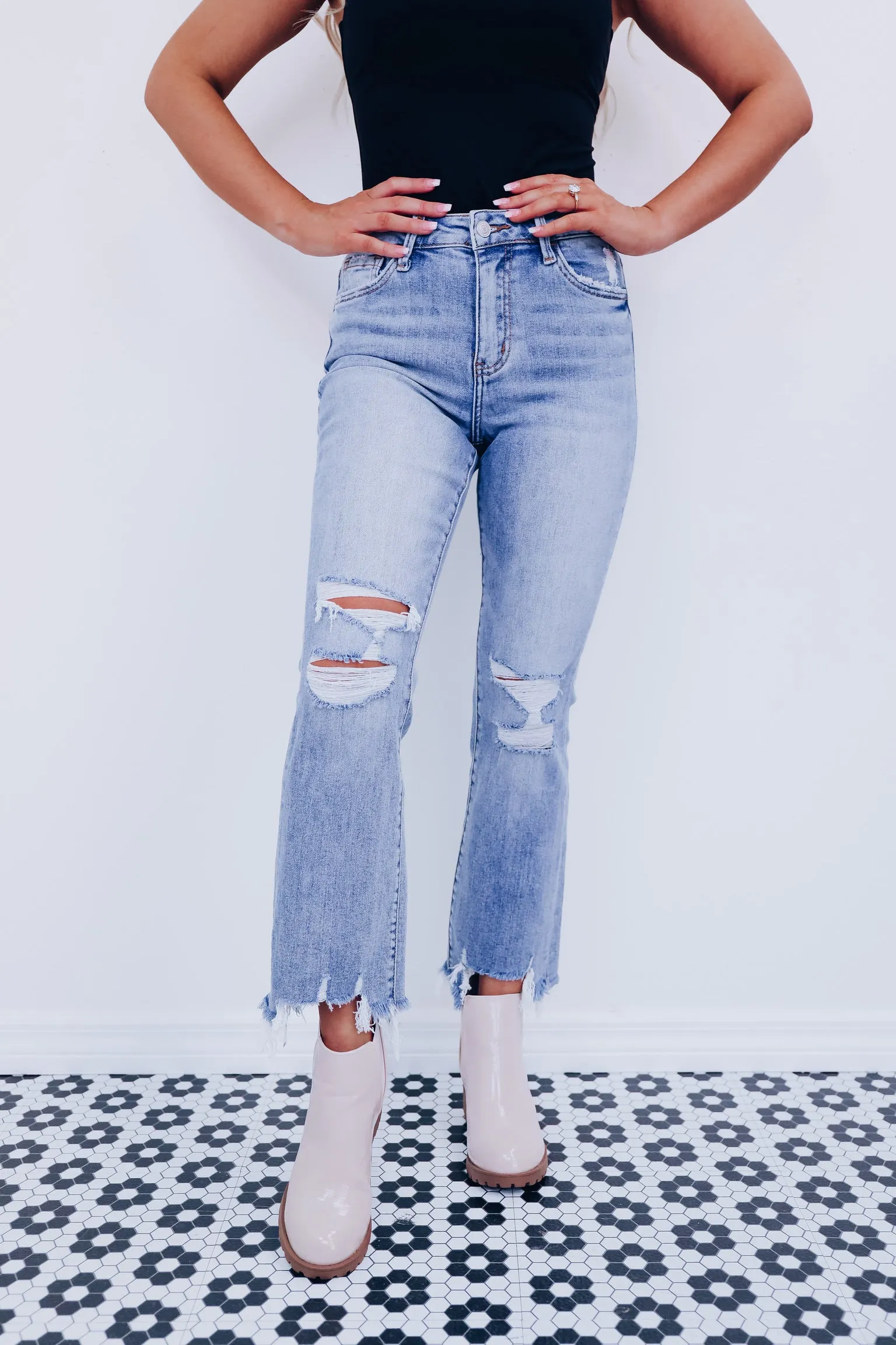 Fenix Frayed Ankle Flare Jeans