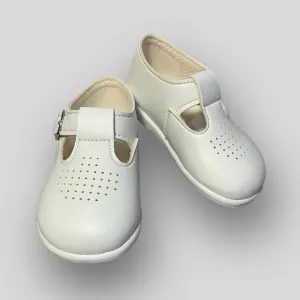 First Walker Boys Shoes - Hard Sole White T Bar