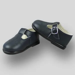 First Walker Shoes - Navy Hard Sole Blue T Bar