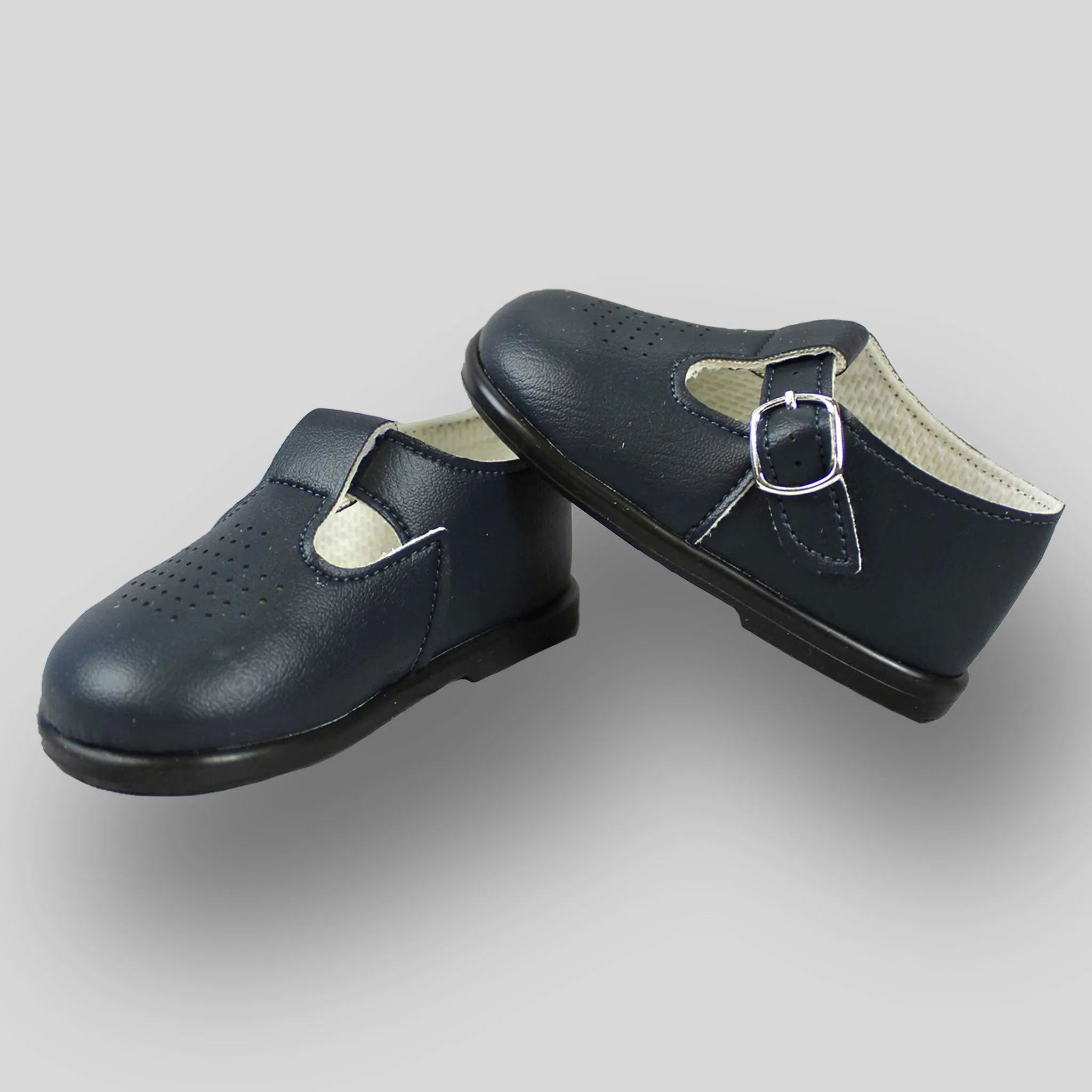 First Walker Shoes - Navy Hard Sole Blue T Bar