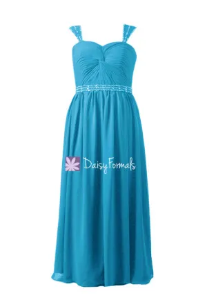 Floating Beaded Aura Blue Chiffon Party Dress Beaded Evening Dress Dress (BM247)
