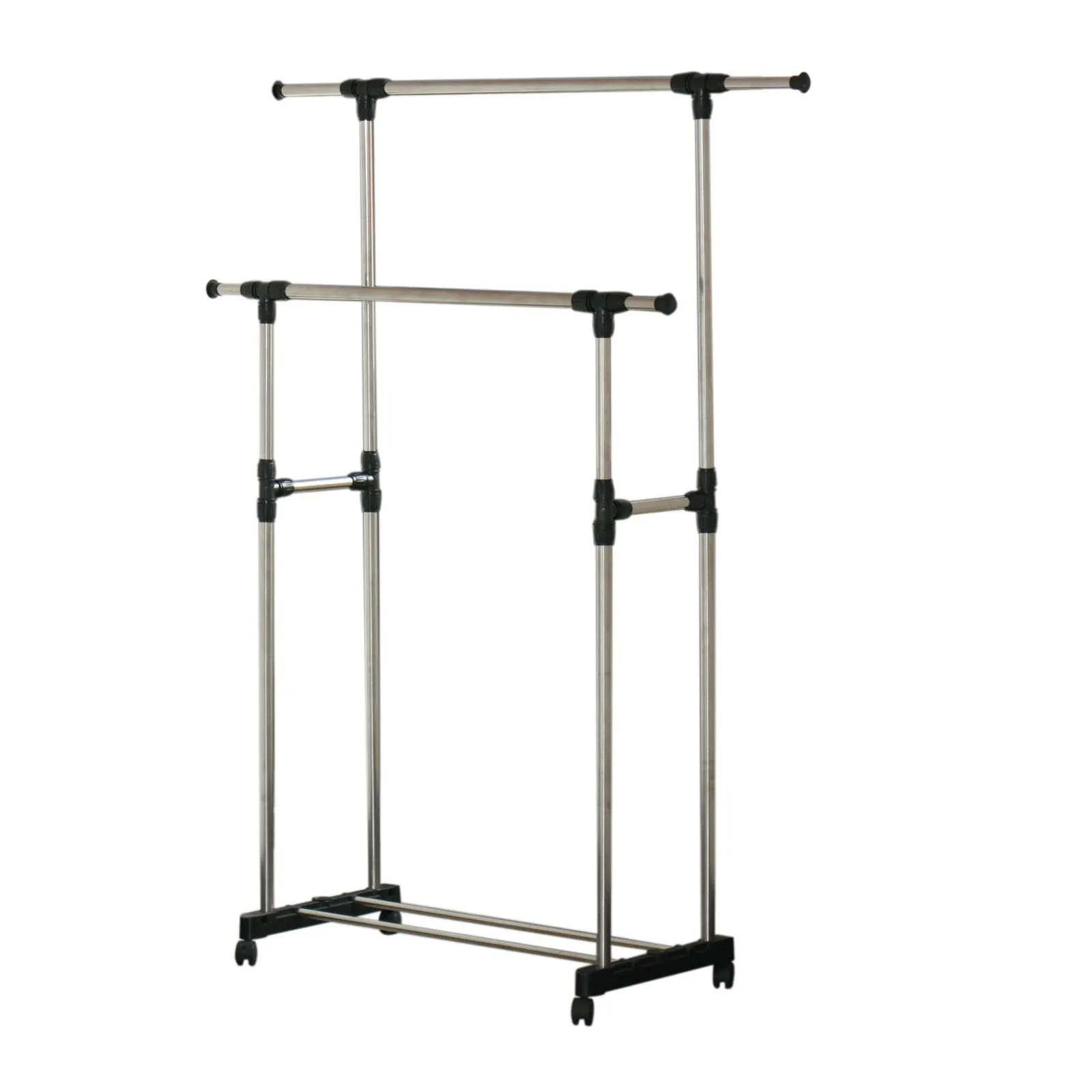 Generic QY-US4-16Jun6-5683689 PORTABLE CLOTHES HEAVY DUTY RAIL ADJUSTABLE DOUBLE DOUBLE HEAVY IL ADJU GARMENT RACK NT RACK HANGER ROLLING LING GARMENT RACK