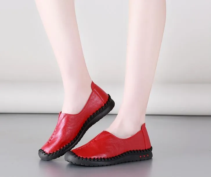 Genuine Leather comfortable non-slip soft bottom handmade sewing casual lazy shoes