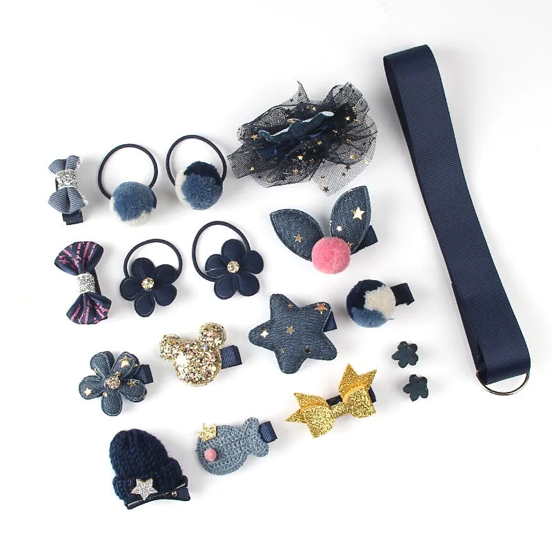 Girl Hair Clip Set - Bows, Animals, Flowers, 18 pcs/box