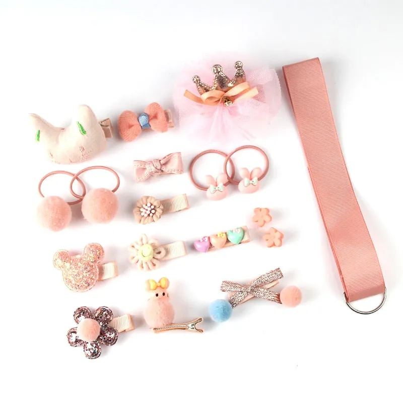 Girl Hair Clip Set - Bows, Animals, Flowers, 18 pcs/box