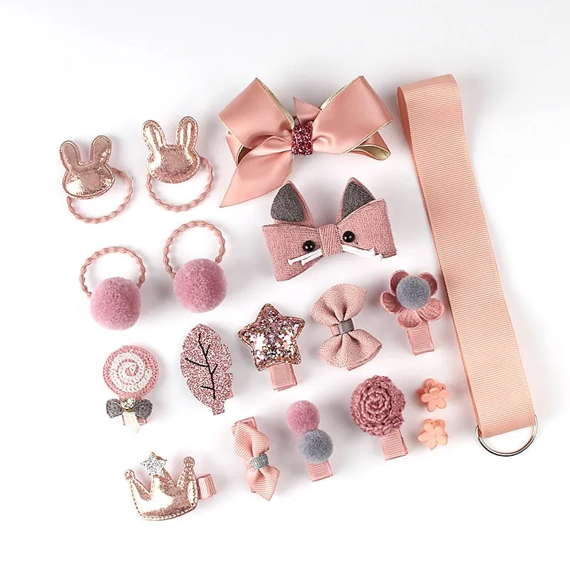 Girl Hair Clip Set - Bows, Animals, Flowers, 18 pcs/box