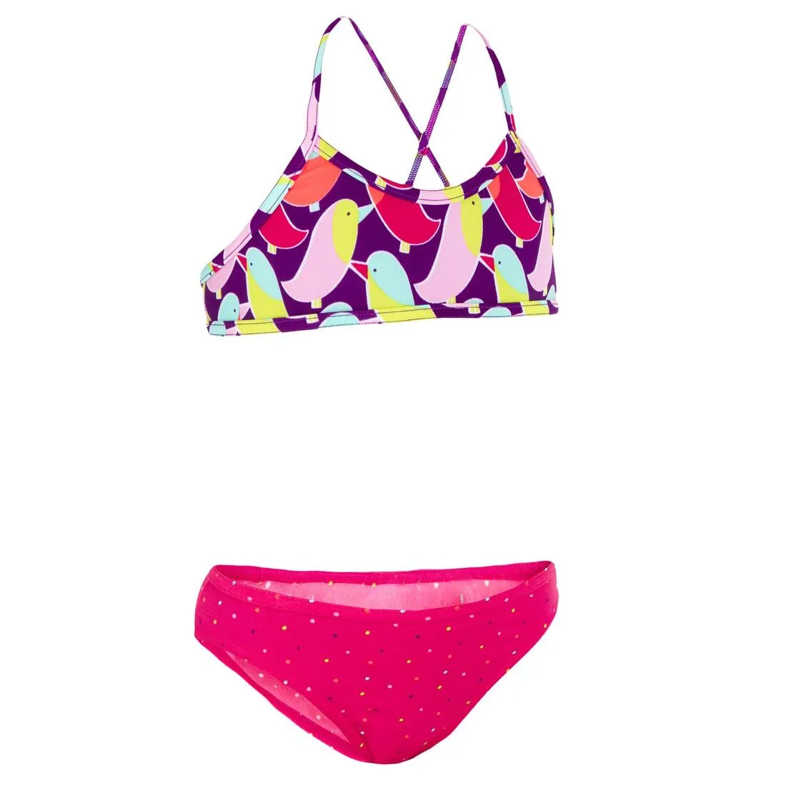 Girls' Two-Piece Crop Top Crossover Back Swimsuit - Birdy