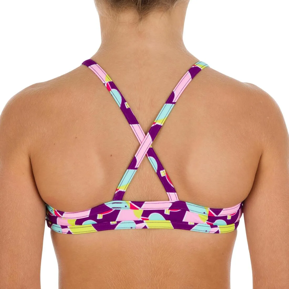 Girls' Two-Piece Crop Top Crossover Back Swimsuit - Birdy