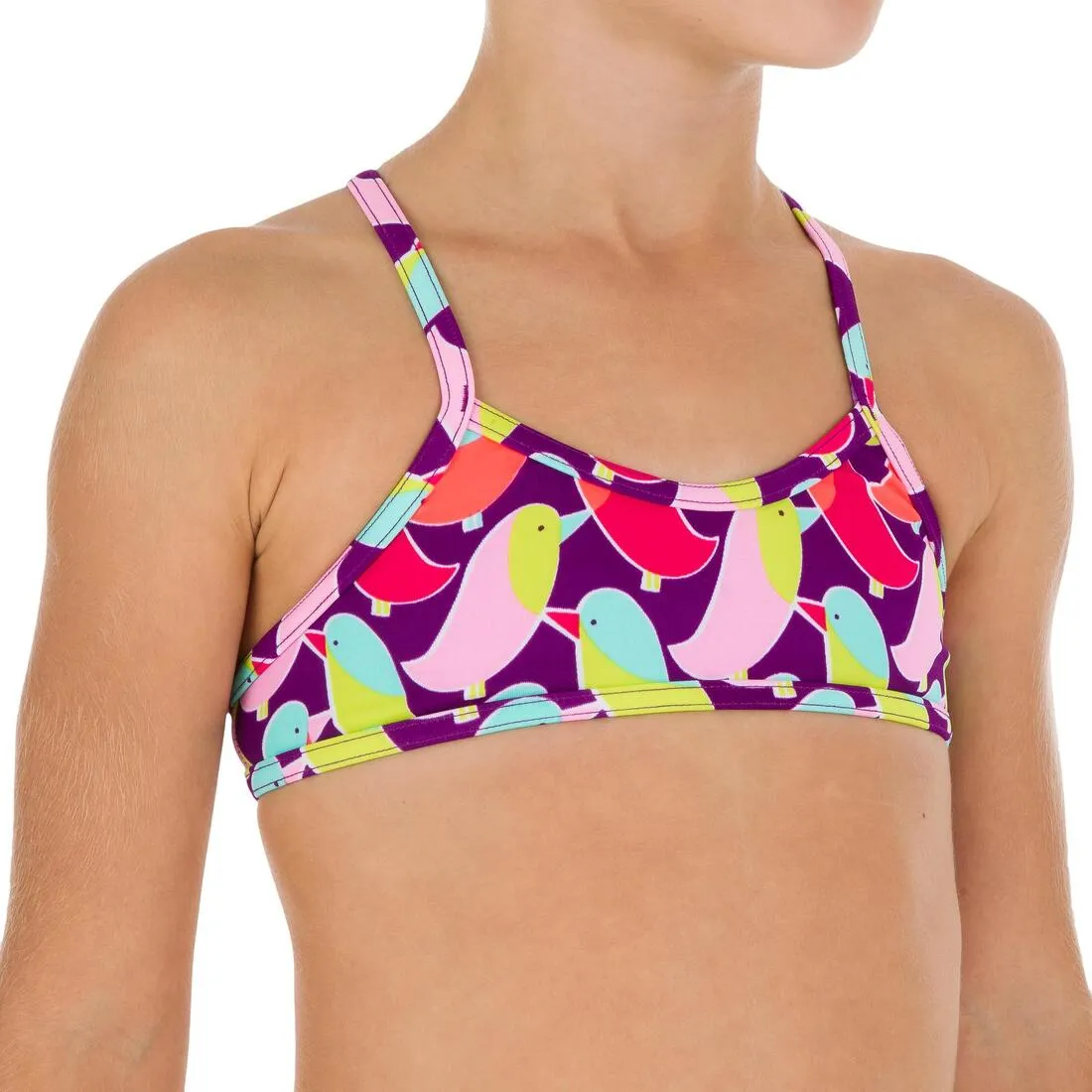 Girls' Two-Piece Crop Top Crossover Back Swimsuit - Birdy