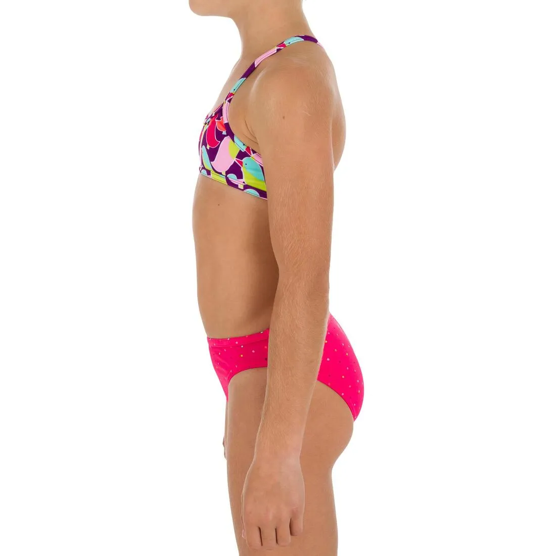 Girls' Two-Piece Crop Top Crossover Back Swimsuit - Birdy