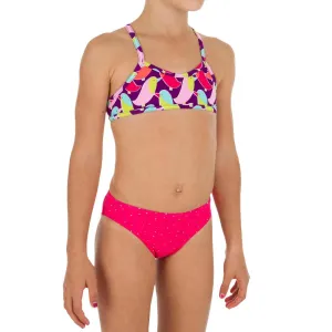 Girls' Two-Piece Crop Top Crossover Back Swimsuit - Birdy