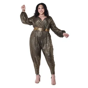 Gold Disco Queen Womens Plus Size Costume