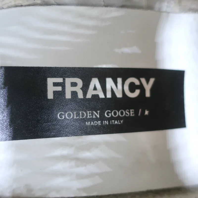 Golden Goose Francy High Top Sneaker White Leather & Leopard Print Suede Size 38