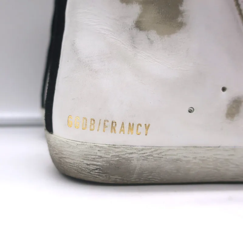 Golden Goose Francy High Top Sneaker White Leather & Leopard Print Suede Size 38