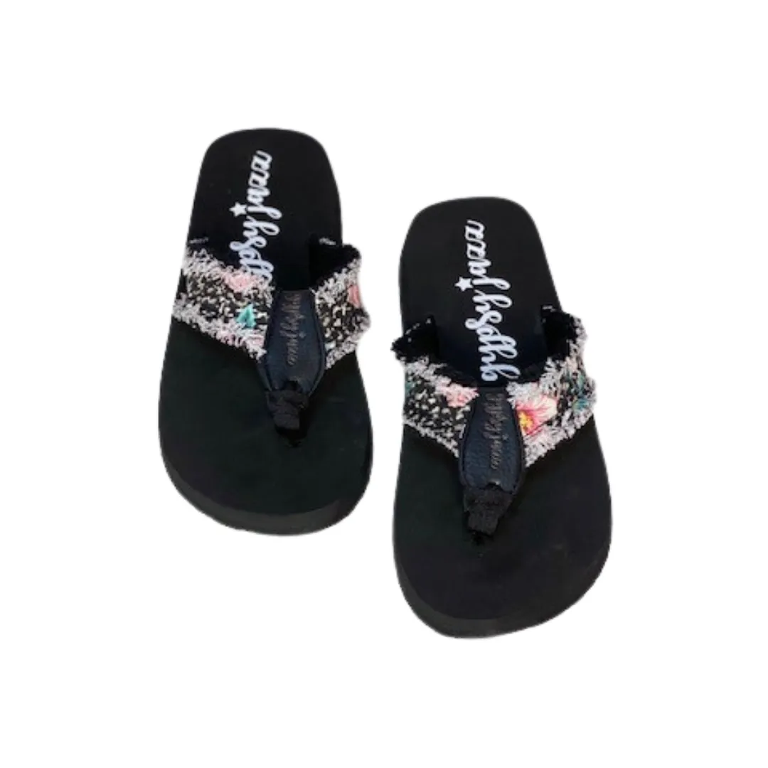 Gypsy Jazz pink & black flip flop