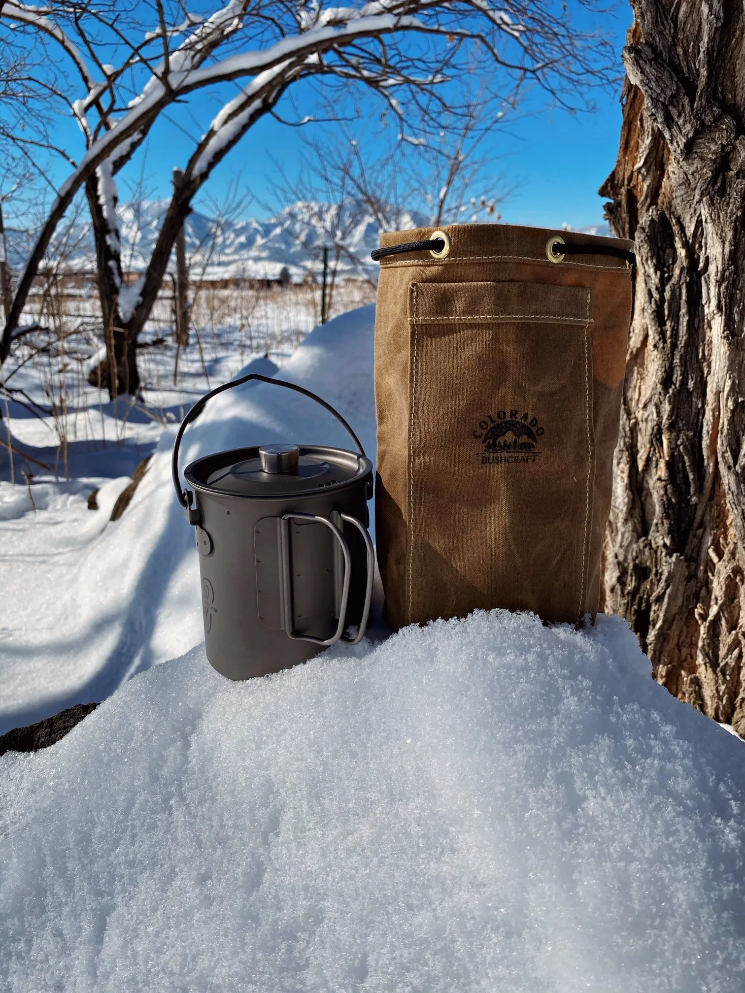 Handmade Waxed Canvas Bushcraft Coffee Cup Bag (750 ml and 900 ml)