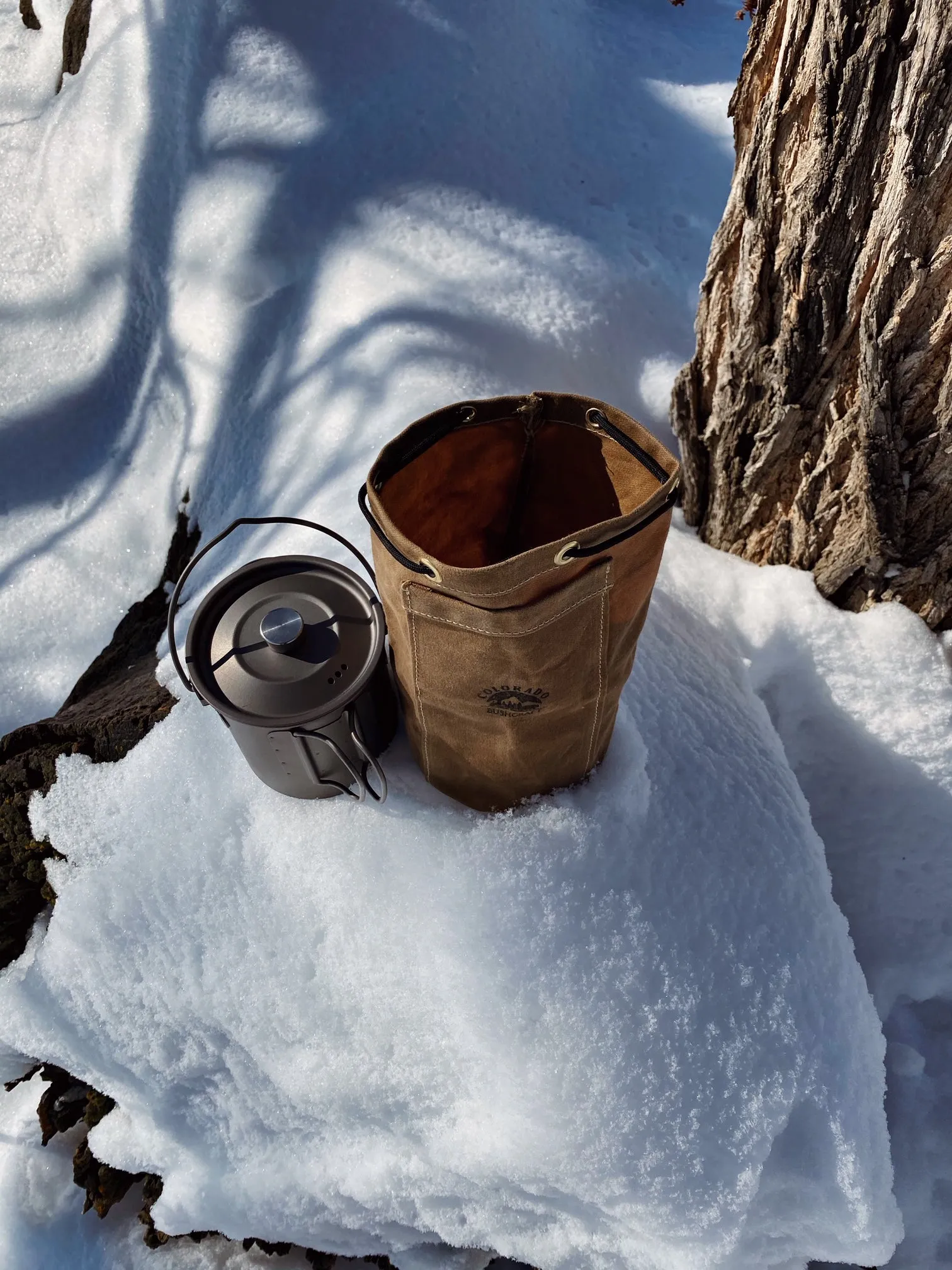 Handmade Waxed Canvas Bushcraft Coffee Cup Bag (750 ml and 900 ml)