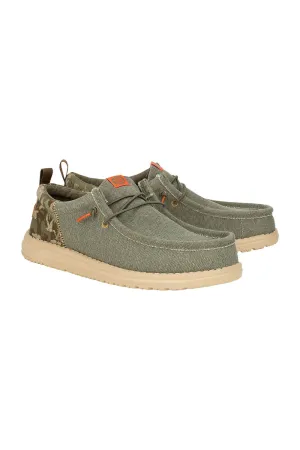 HEYDUDE Men’s Wally Funk Hunt Camo Shoes in Olive | 42137-337