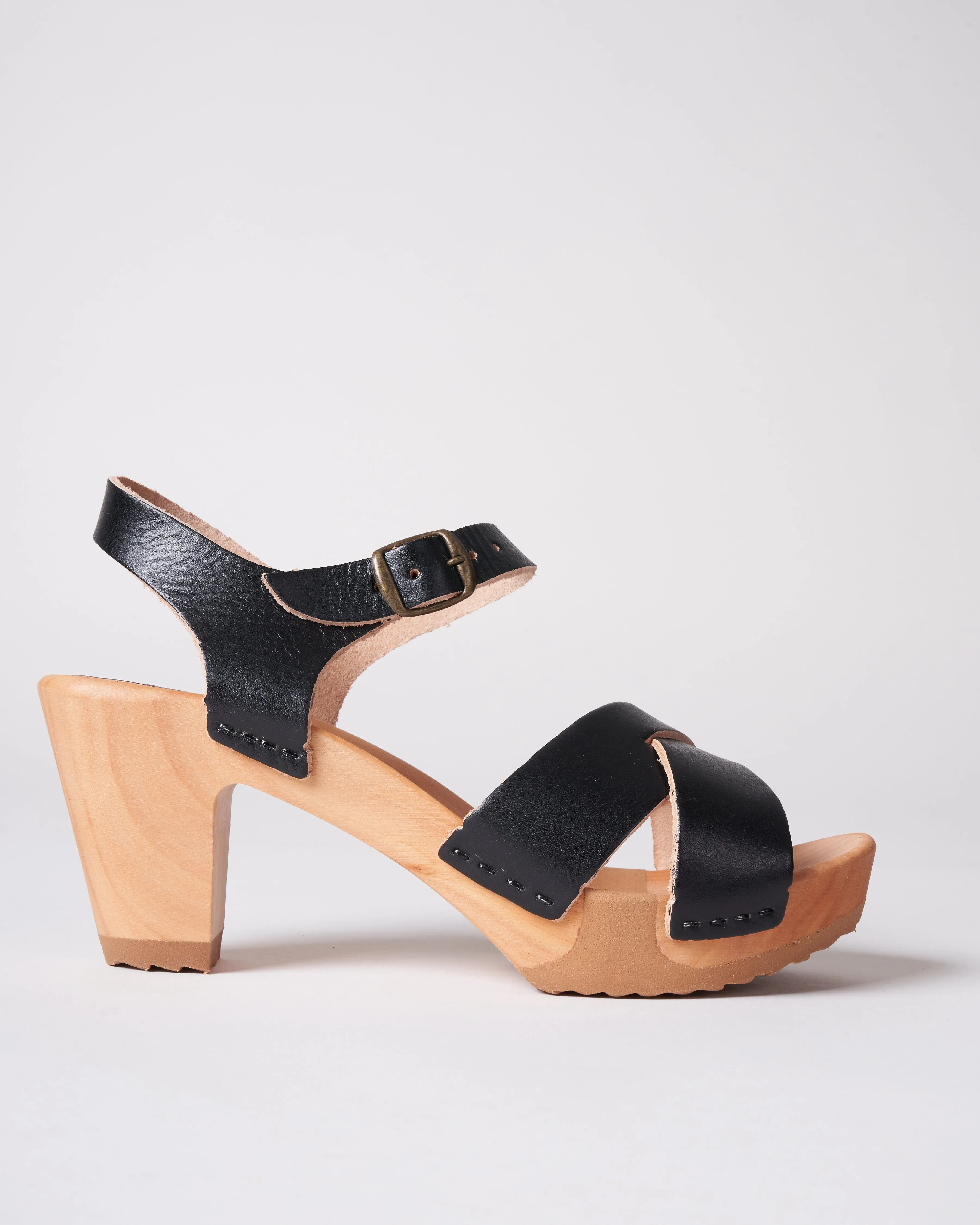 high heel clog sandal - noir