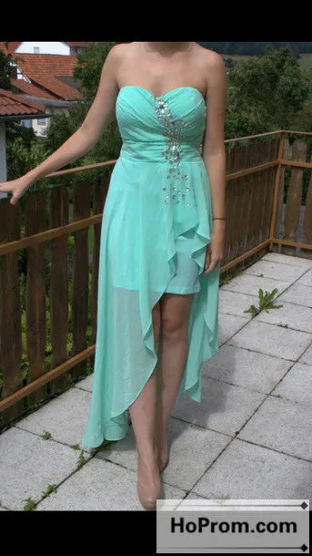 High Low Chiffon Strapless Prom Dresses Homecoming Dresses