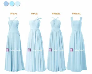 Ice Blue Long Bridesmaids Dress - All Shoulder Straps (MM169)